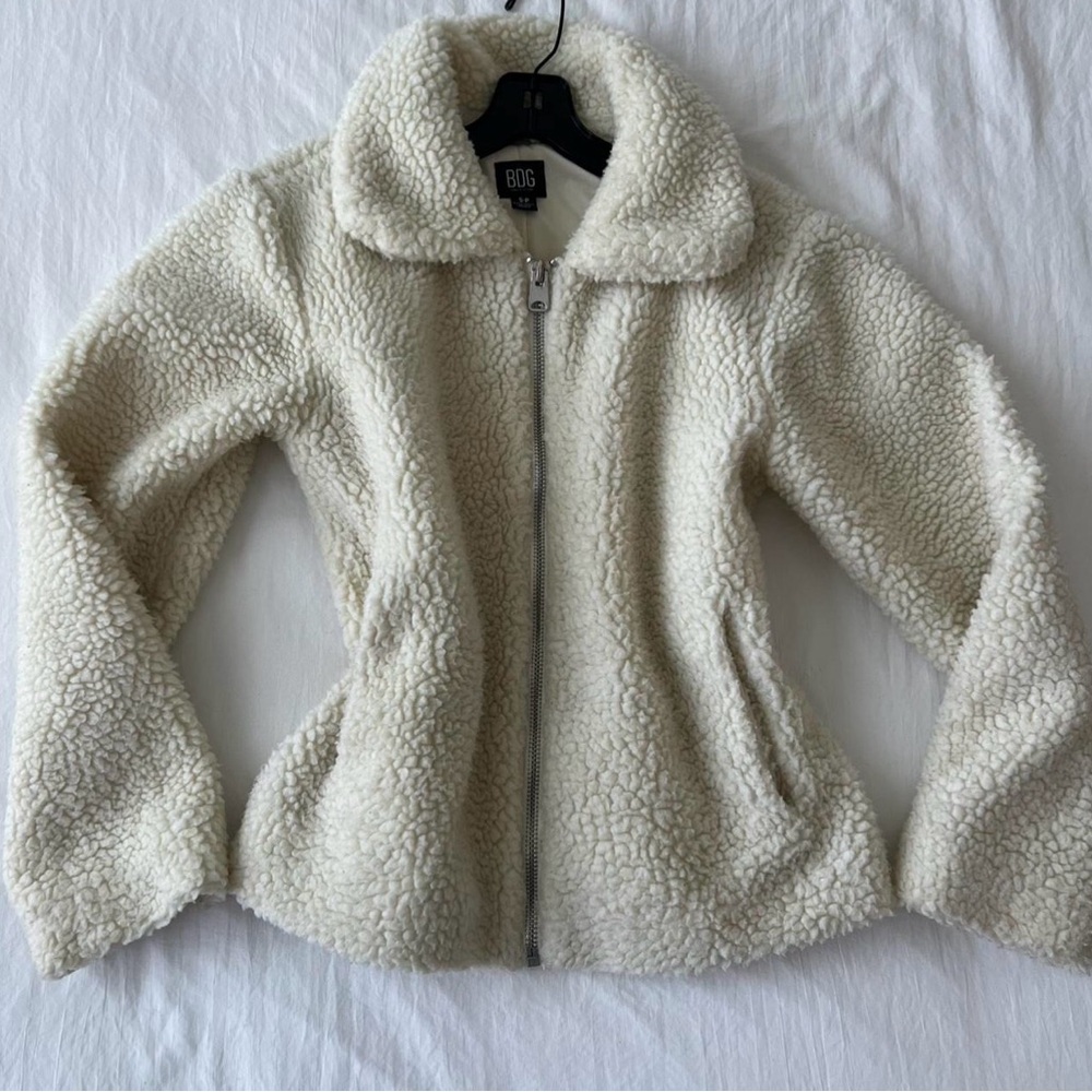 BDG Urban Outfitters Women's Cream Full-zip Sherpa Jacket Pockets